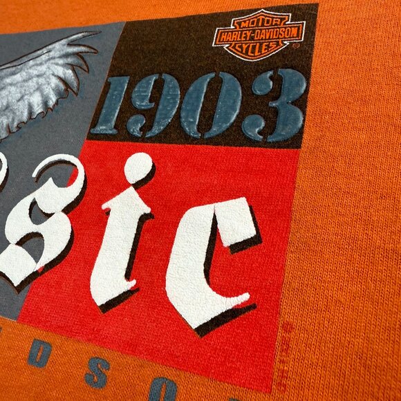 Vintage Harley Davidson T Shirt Mens Large Orange Eagle Catania Italia USA Y2K 1 - Picture 6 of 10
